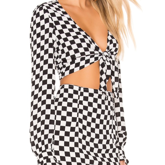 SALE‼️ NWT Flynn Skye Black and White Checker Top - Picture 2 of 4